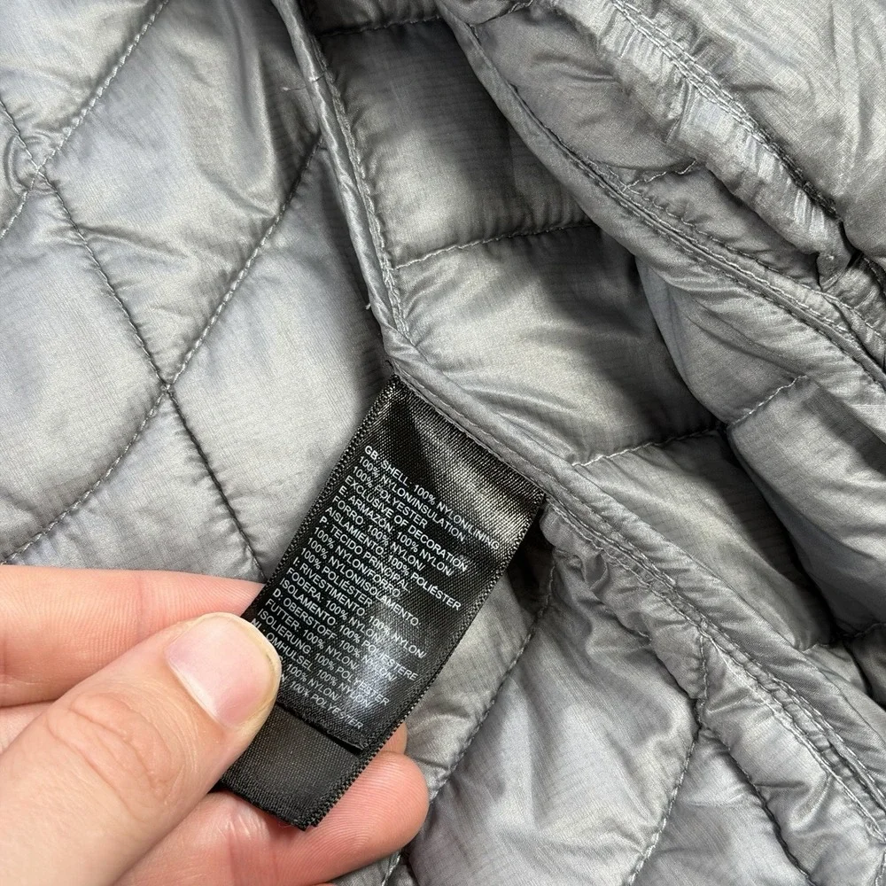 The North Face Vest Mens Small Gray ThermoBall Puffer Quilted Full Zip Nylon
